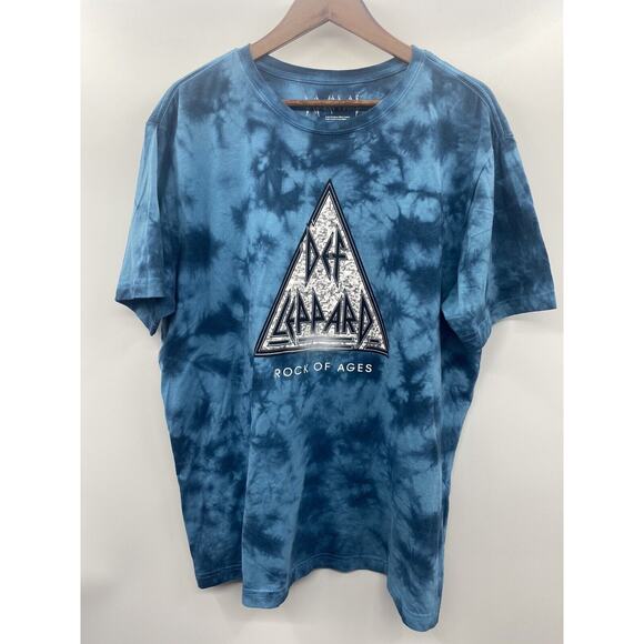Def Leopard Men's Crew Neck Graphic Band Printed Short Sleeve Tee XXL Blue - Picture 1 of 6